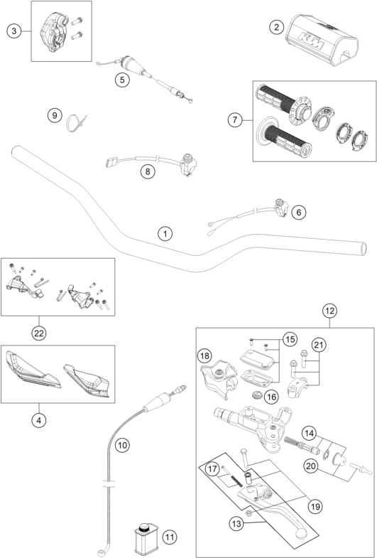 Sprängskiss: Handlebar, Controls – KTM 300 XC 2018