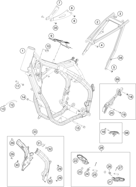 Sprängskiss: Frame – KTM 250 SX 2018