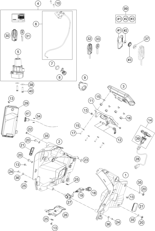Sprängskiss: Instruments / Lock System – KTM 1290 Super Adventure R 2020