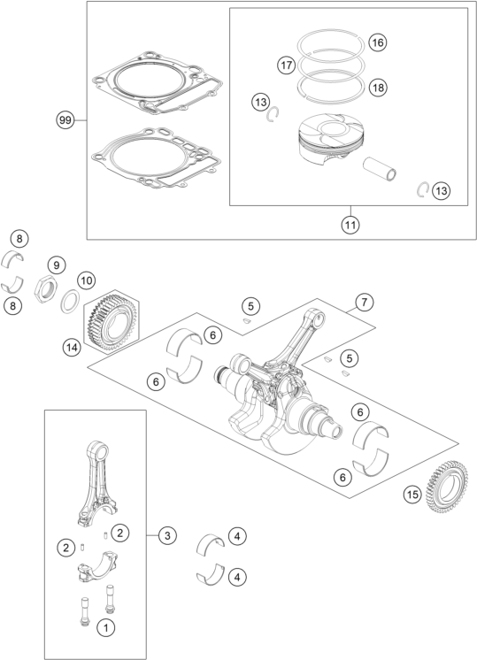 Sprängskiss: Crankshaft, Piston – KTM 1290 SUPER ADV. S BLACK 17
