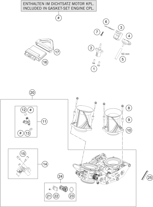 Sprängskiss: Throttle Body – KTM 1290 Super Duke GT, white 2019