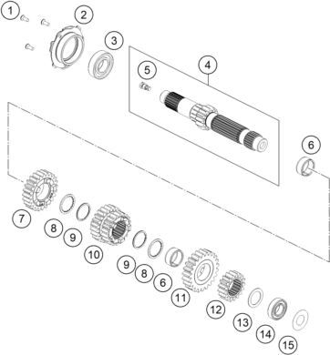 Sprängskiss: Transmission I - Main Shaft – KTM 790 Duke black 2018