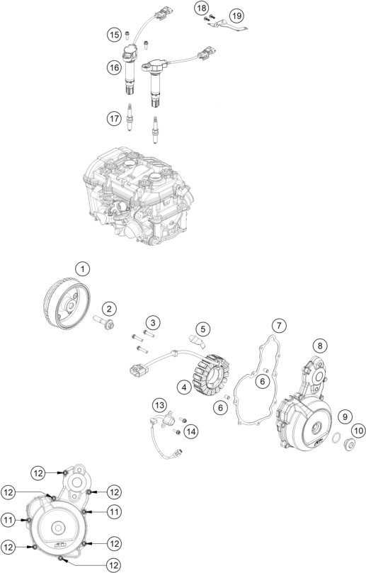 Sprängskiss: Ignition System – KTM 790 Duke, orange 2020