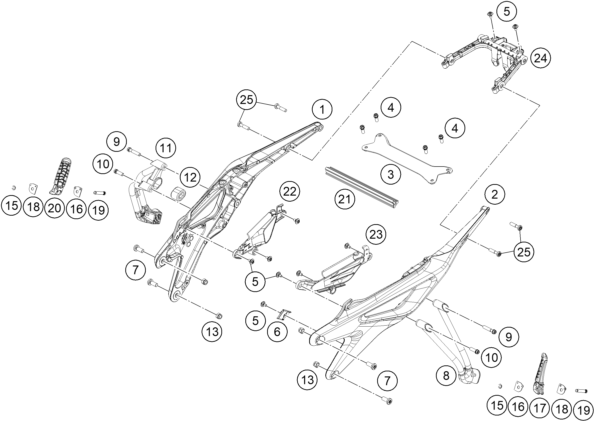 Sprängskiss: Subframe – KTM 790 Duke black 2018