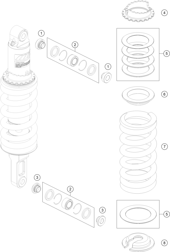 Sprängskiss: Shock Absorber Disassembled – KTM 790 DUKE, black - D.D. 2026