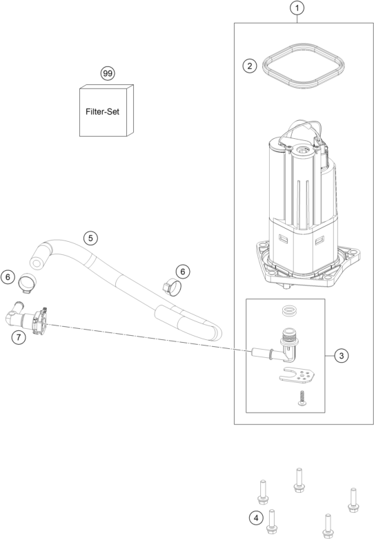 Sprängskiss: Fuel Pump – KTM 890 DUKE R 2023