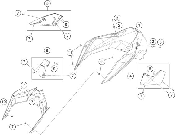 Sprängskiss: Cover – KTM 790 DUKE, black - D.D. 2026