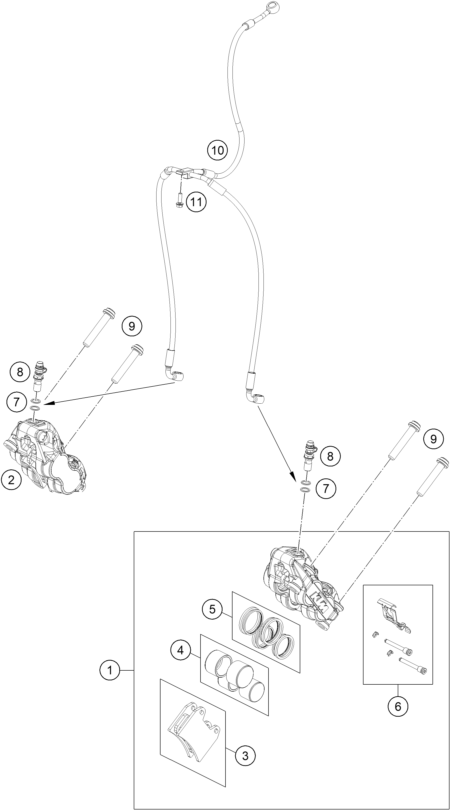 Sprängskiss: Front Brake Caliper – KTM 990 DUKE 2026
