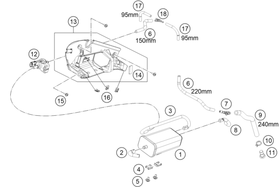 Sprängskiss: Evaporative Canister – KTM 890 DUKE R 2023