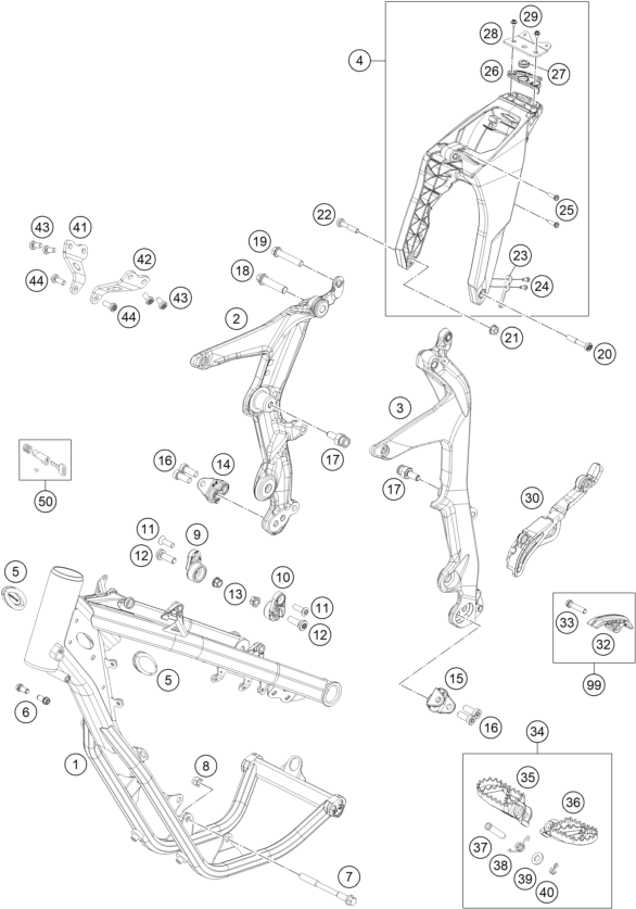 Sprängskiss: Frame – KTM Freeride 250 F 2019