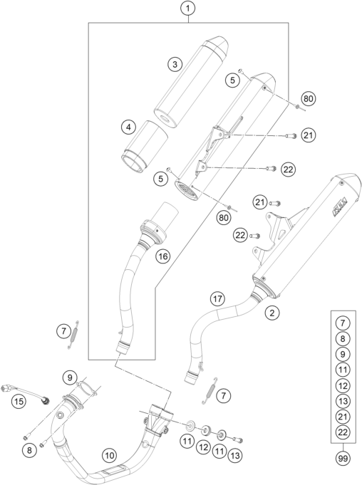 Sprängskiss: Exhaust System – KTM Freeride 250 F 2019