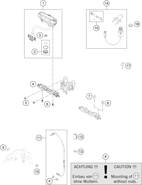 Sprängskiss: Instruments / Lock System – KTM Freeride 250 F 2019