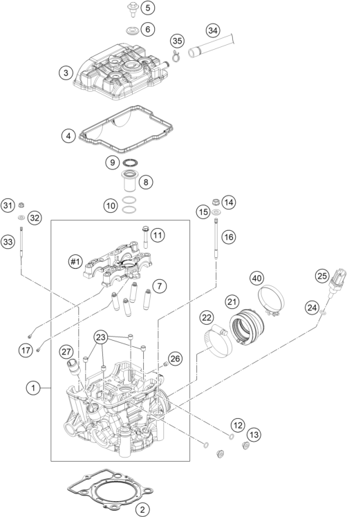 Sprängskiss: Cylinder Head – KTM Freeride 250 F 2019