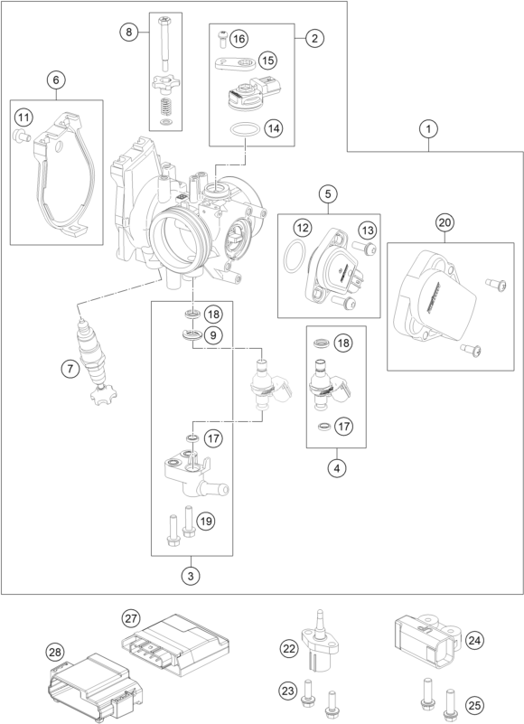 Sprängskiss: Throttle Body – KTM Freeride 250 F 2019
