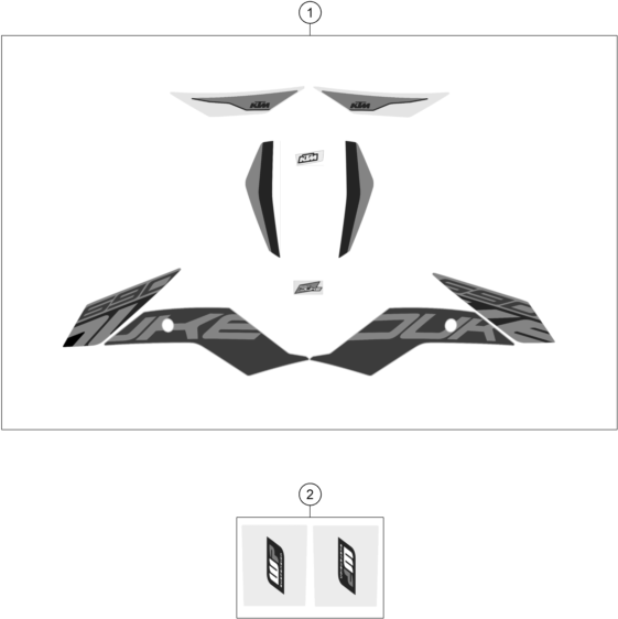 Sprängskiss: Decal – KTM 690 Duke, orange 2018