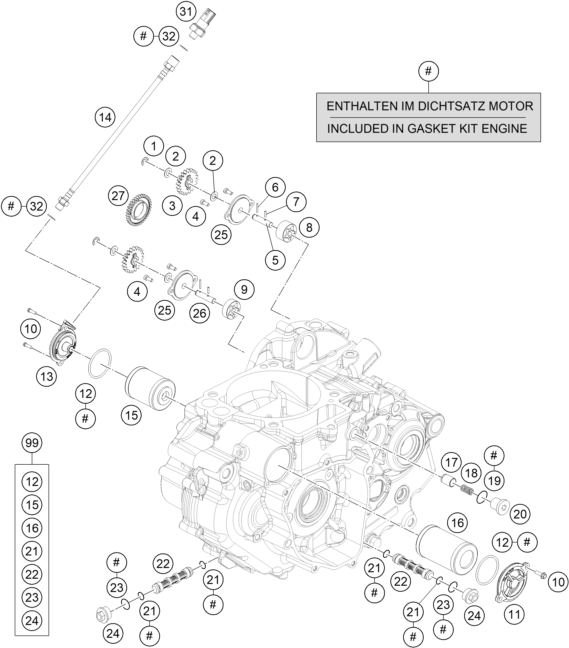 Sprängskiss: Lubricating System – KTM 690 Duke, orange 2019