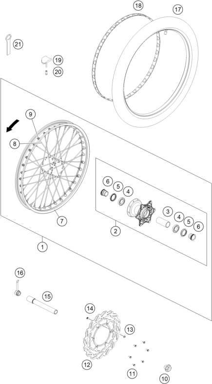 Sprängskiss: Front Wheel – KTM 450 RALLY REPLICA `Sanders Edition` 2026