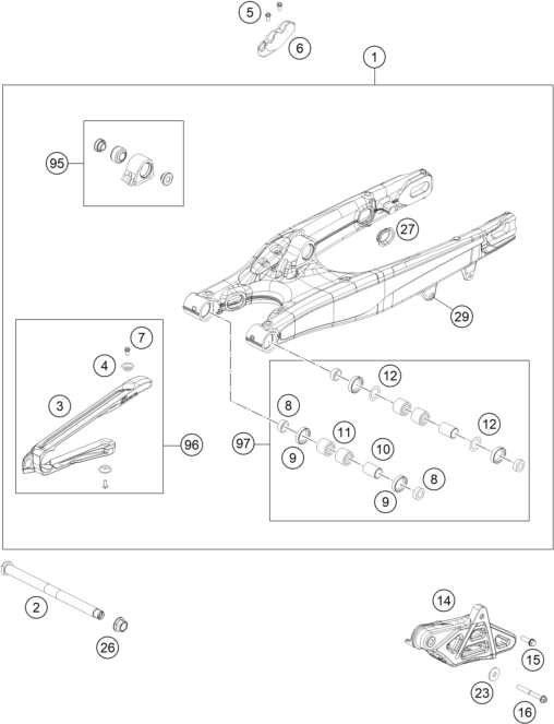 Sprängskiss: Swing Arm – KTM 300 XC-W Six Days 2018