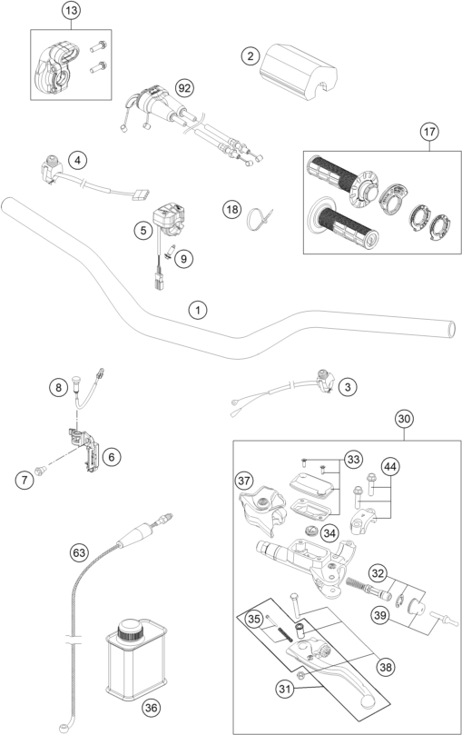 Sprängskiss: Handlebar, Controls – KTM 450 SMR 2021