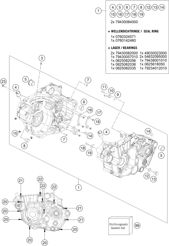 Sprängskiss: Engine Case – KTM 450 XC-F 2018