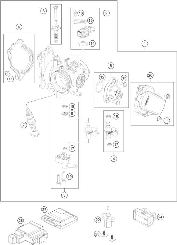Sprängskiss: Throttle Body – KTM 450 SMR 2021