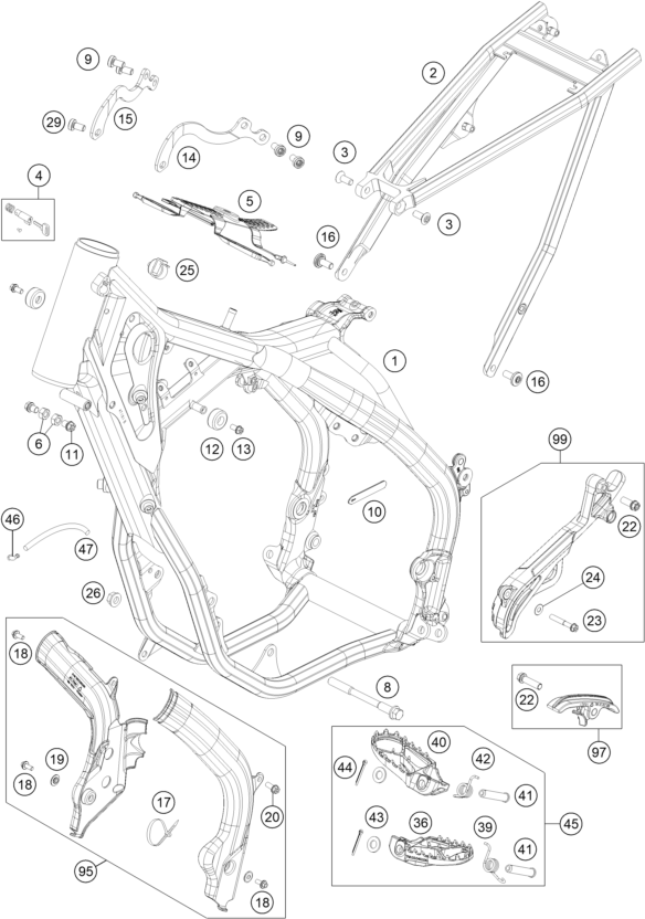 Sprängskiss: Frame – KTM 250 EXC TPI 2019