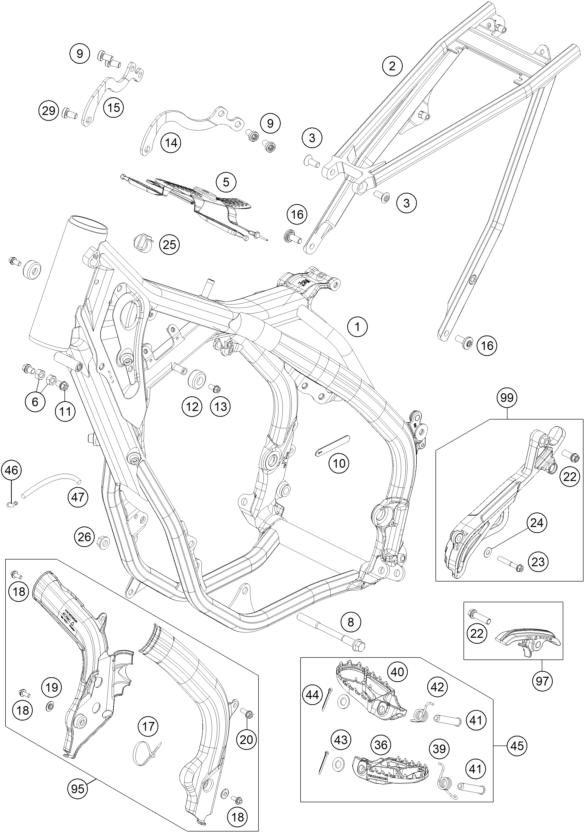 Sprängskiss: Frame – KTM 250 XC-W TPI 2018
