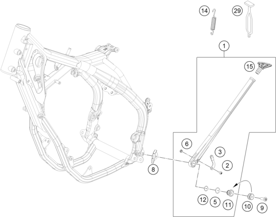 Sprängskiss: Side / Center Stand – KTM 250 EXC TPI 2022
