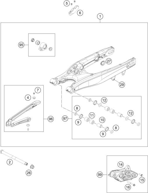 Sprängskiss: Swing Arm – KTM 250 XC-W TPI 2018