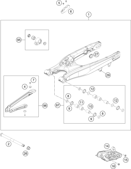 Sprängskiss: Swing Arm – KTM 300 XC-W TPI ERZBERGRODEO 2020