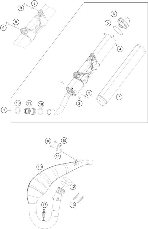 Sprängskiss: Exhaust System – KTM 250 EXC TPI 2019