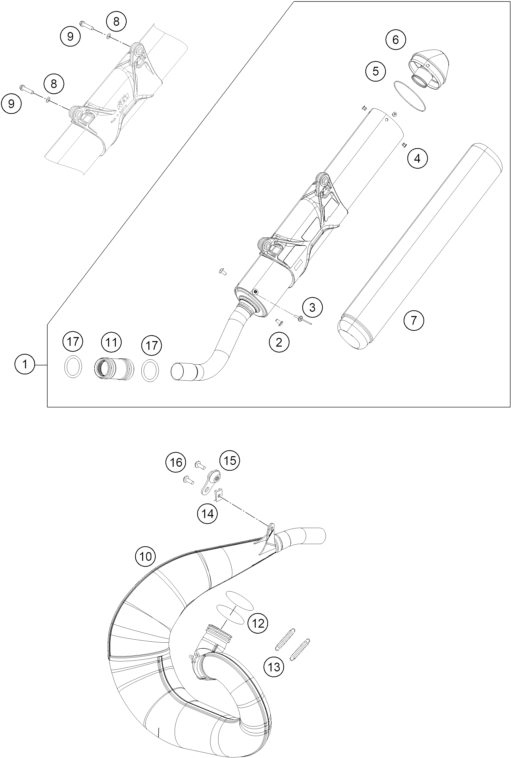 Sprängskiss: Exhaust System – KTM 250 XC-W TPI 2018