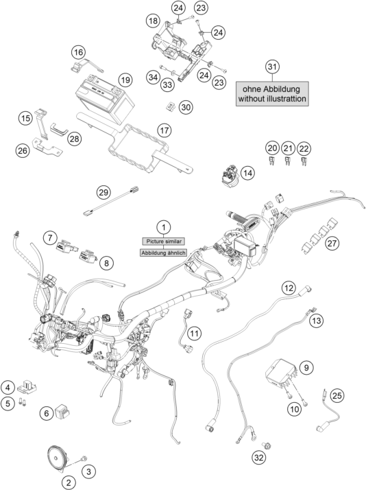 Sprängskiss: Wiring Harness – KTM 250 Duke, white 2019