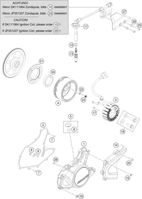 Sprängskiss: Ignition System – KTM 125 Duke, orange - B.D. 2018