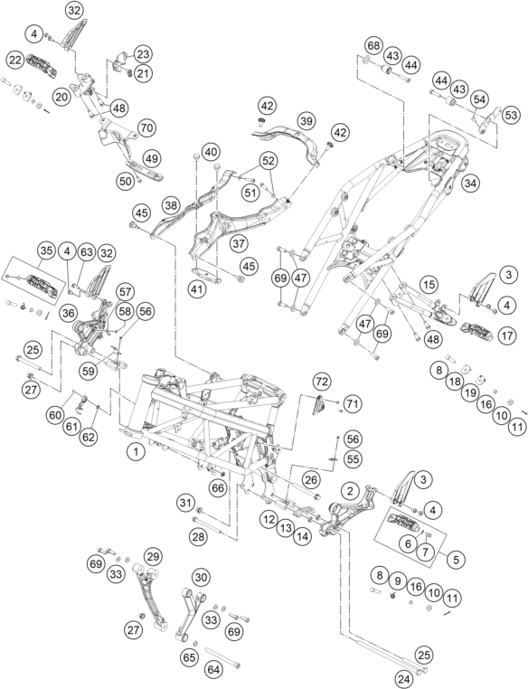 Sprängskiss: Frame – KTM 250 Duke, white 2019