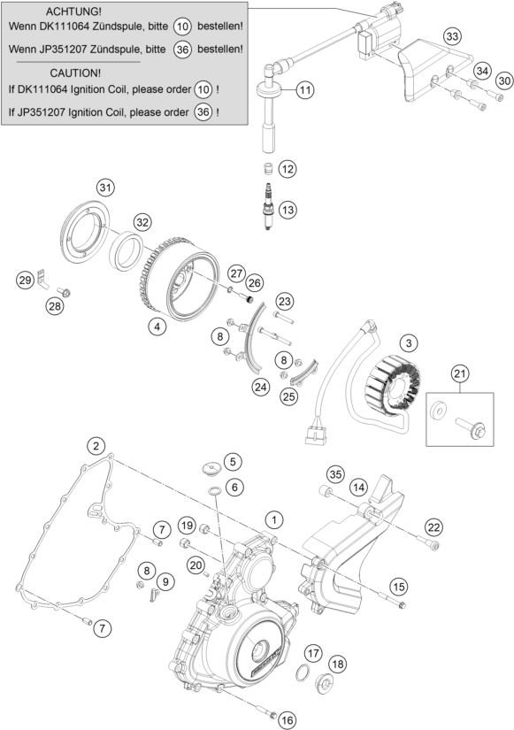 Sprängskiss: Ignition System – KTM 250 Duke, white - B.D. 2018