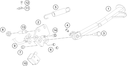 Sprängskiss: Side / Center Stand – KTM RC 390, white - B.D. 2020