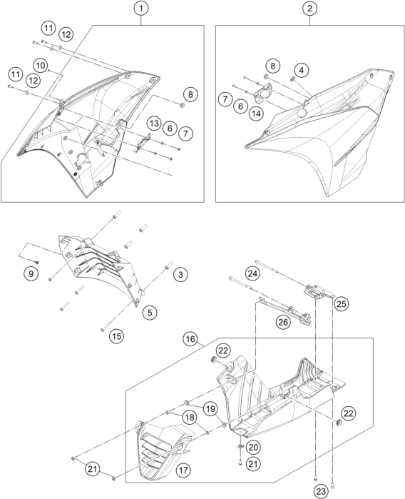 Sprängskiss: Cover – KTM RC 125, grey 2020