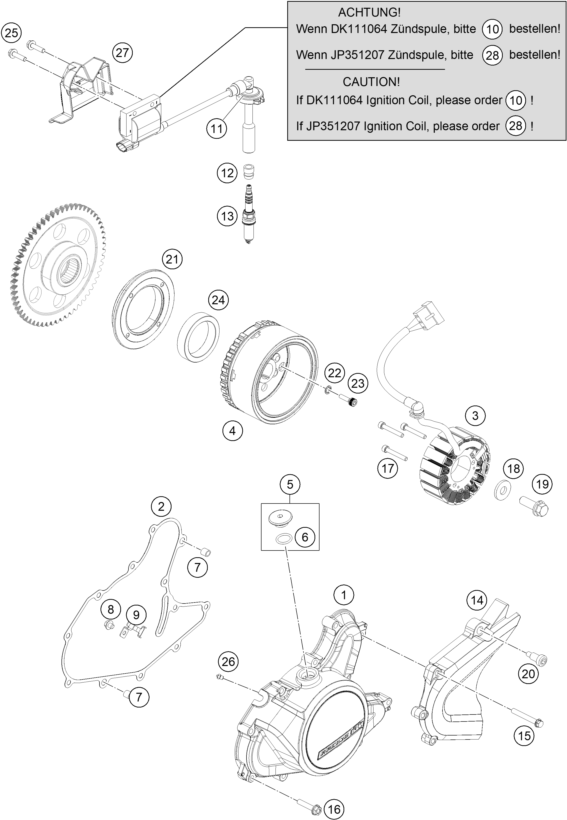 Sprängskiss: Ignition System – KTM RC 125, orange - B.D. 2018