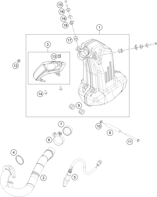 Sprängskiss: Exhaust System – KTM 200 Duke, orange-CKD 2019