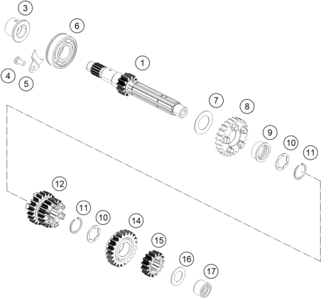 Sprängskiss: Transmission I - Main Shaft – KTM 200 DUKE, blue, ABS-CKD 2026