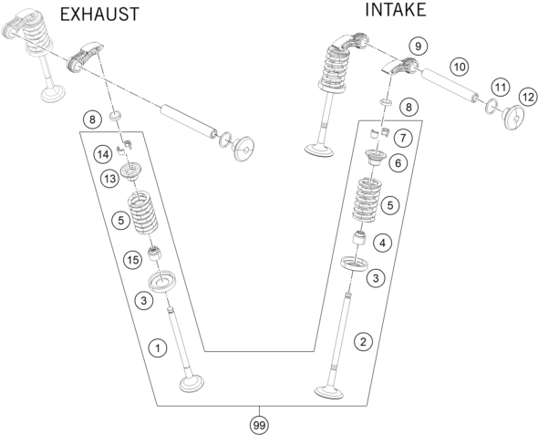 Sprängskiss: Valve Drive – KTM 200 DUKE, blue, ABS-CKD 2026