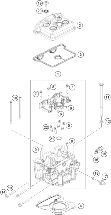 Sprängskiss: Cylinder Head – KTM 200 Duke, orange-CKD 2019