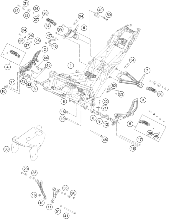 Sprängskiss: Frame – KTM RC 390, white - B.D. 2020