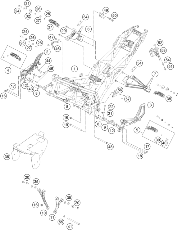 Sprängskiss: Frame – KTM RC 390, white - B.D. 2020