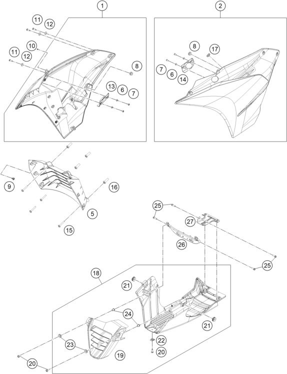 Sprängskiss: Cover – KTM RC 390, white - B.D. 2020