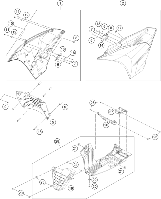 Sprängskiss: Cover – KTM RC 390, white - B.D. 2020