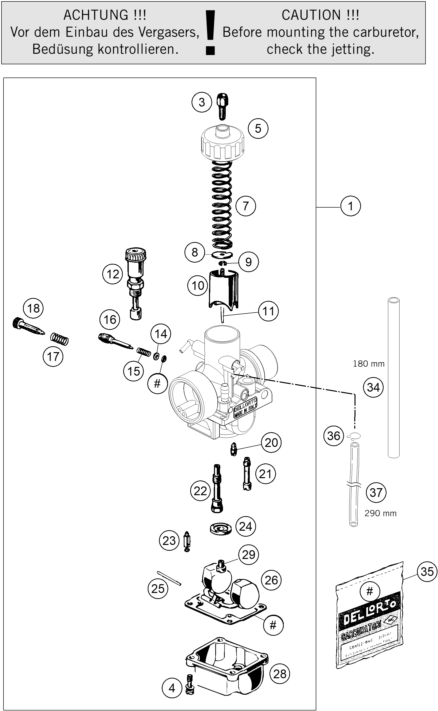 Sprängskiss: Carburetor – KTM 50 SX 2019