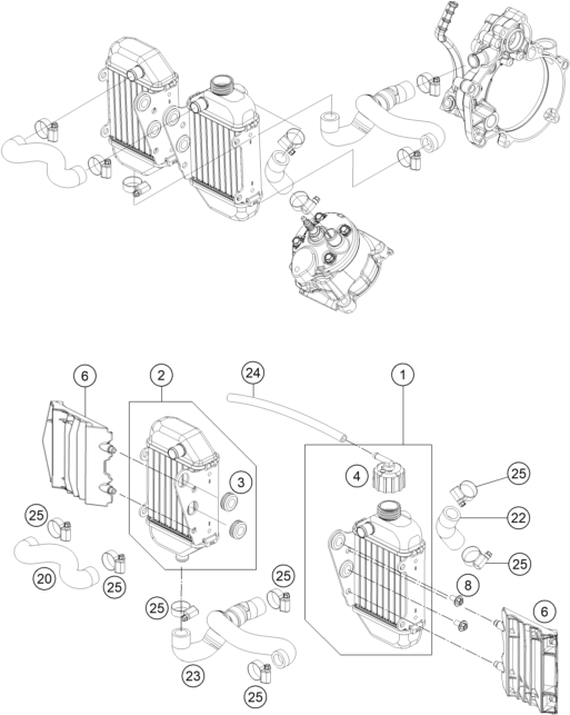Sprängskiss: Cooling System – KTM 50 SX Mini 2019