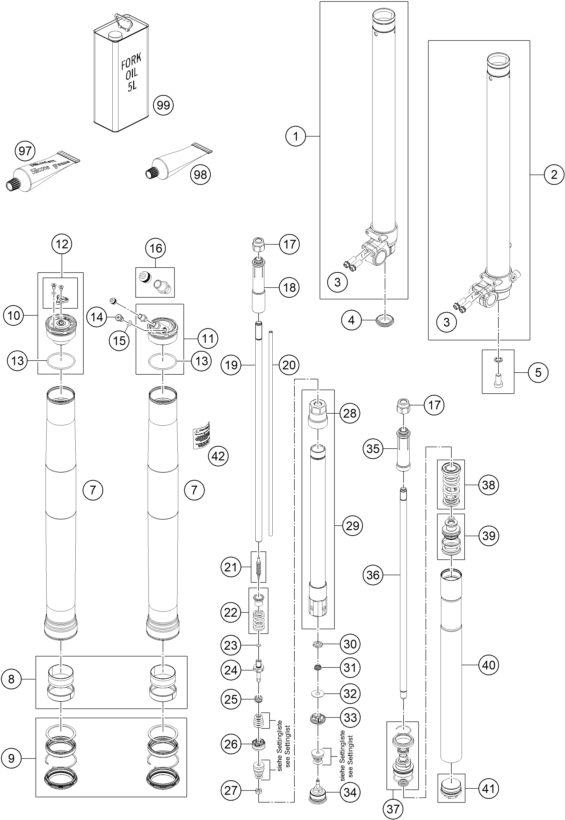 Sprängskiss: Front Fork Disassembled – KTM 85 SX 17/14 2019
